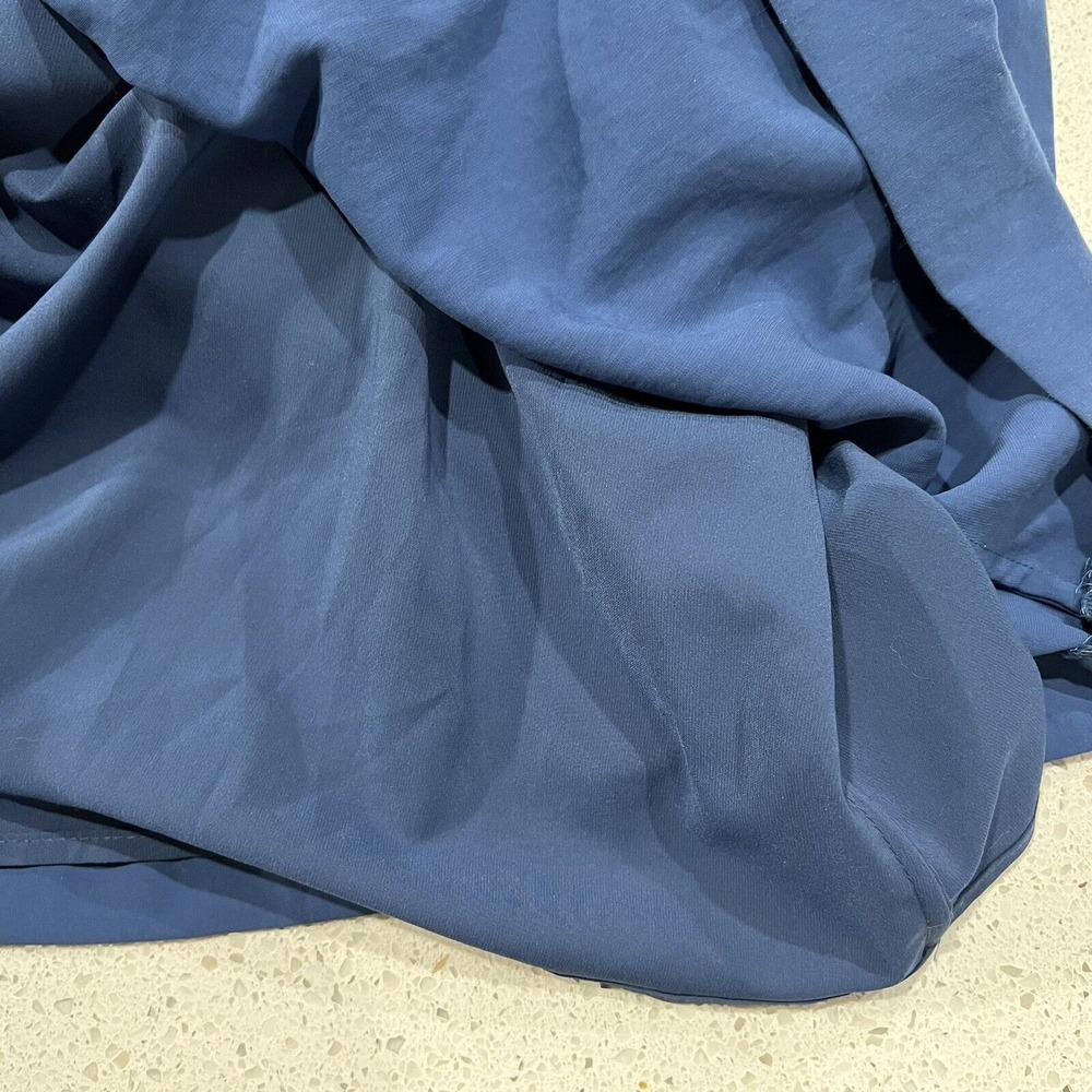 Theory Size S Tylie Maxi Dress Blue Shoulder Tie Spaghetti Strap Elastic Waist - Picture 7 of 11